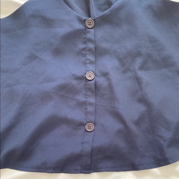 Navy Blue Button-Down Halter Top - Picture 4 of 5